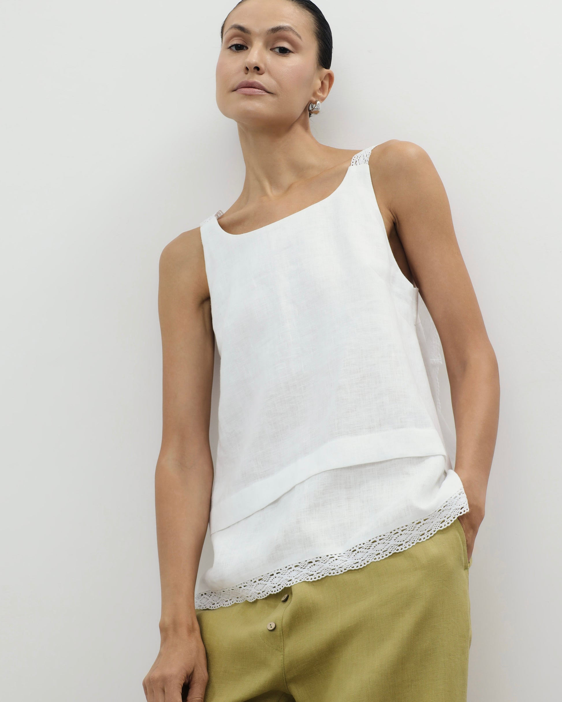 Linen Lace Cami Top