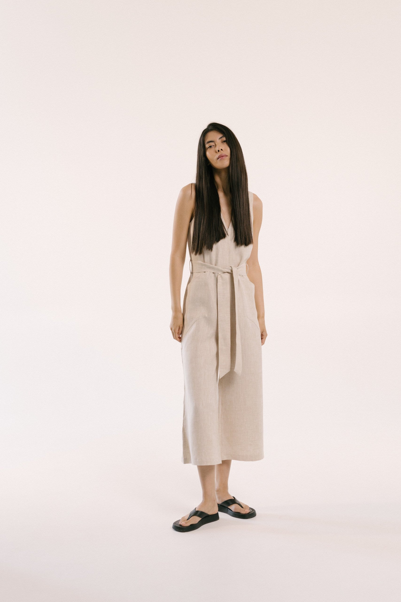 Kora Linen Jumpsuit in Oatmeal